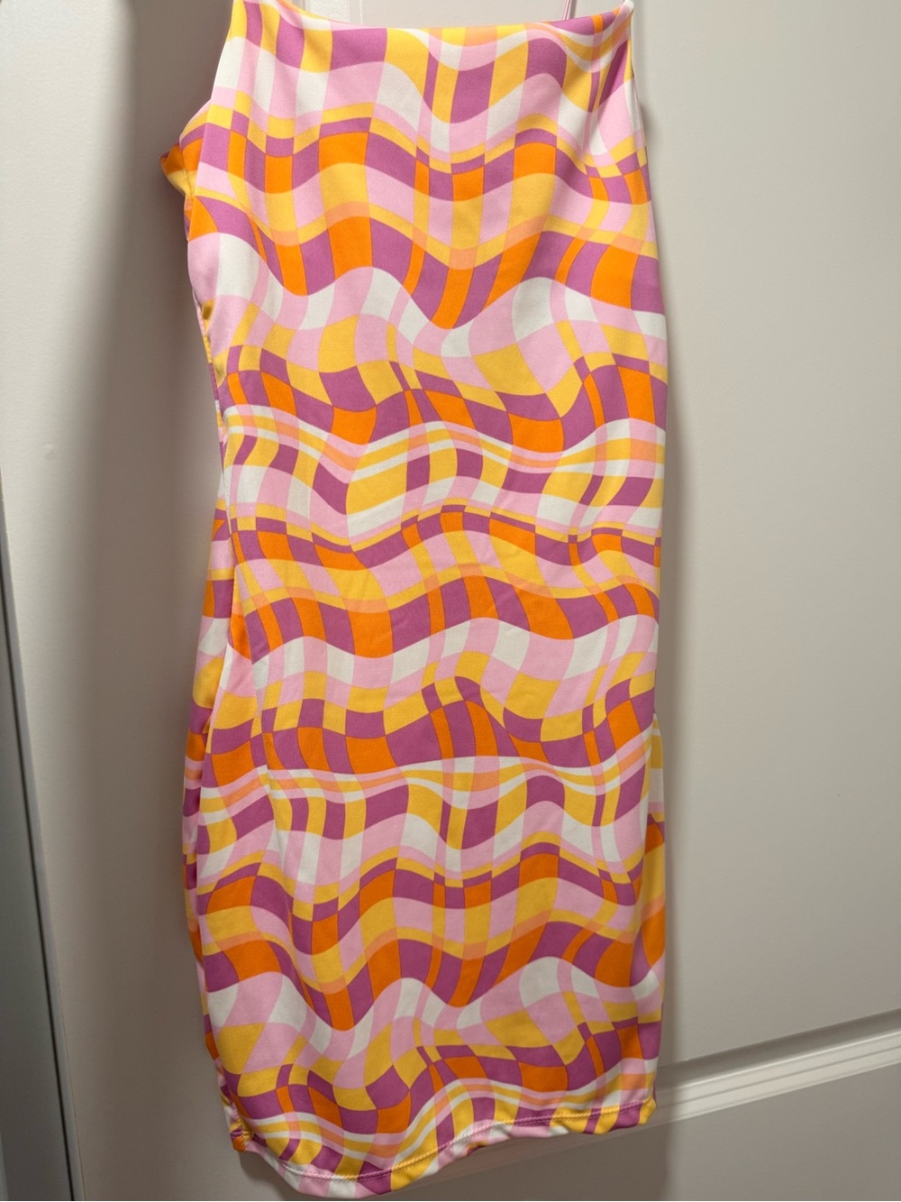 Cotton On Wavy Check Mini Dress in Pink, Orange, Yellow